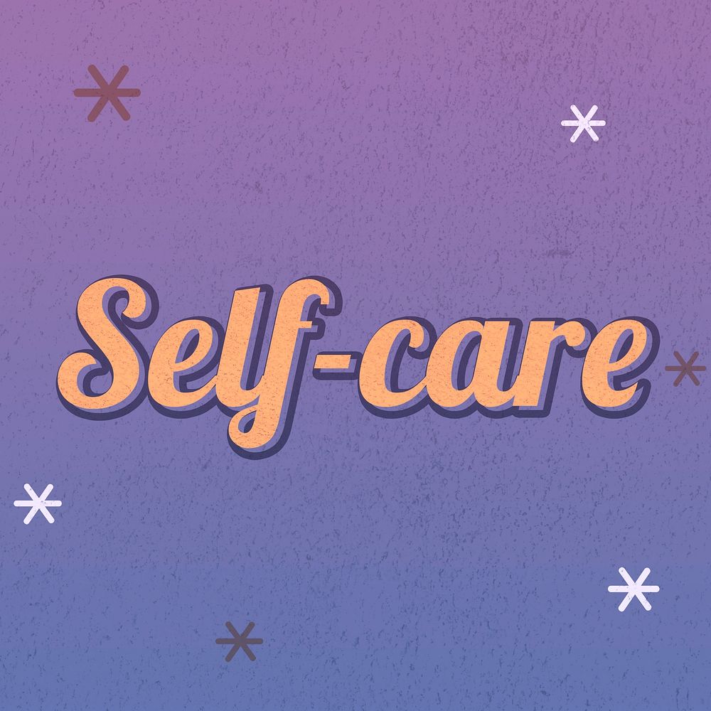 Self-care text dreamy vintage star typography