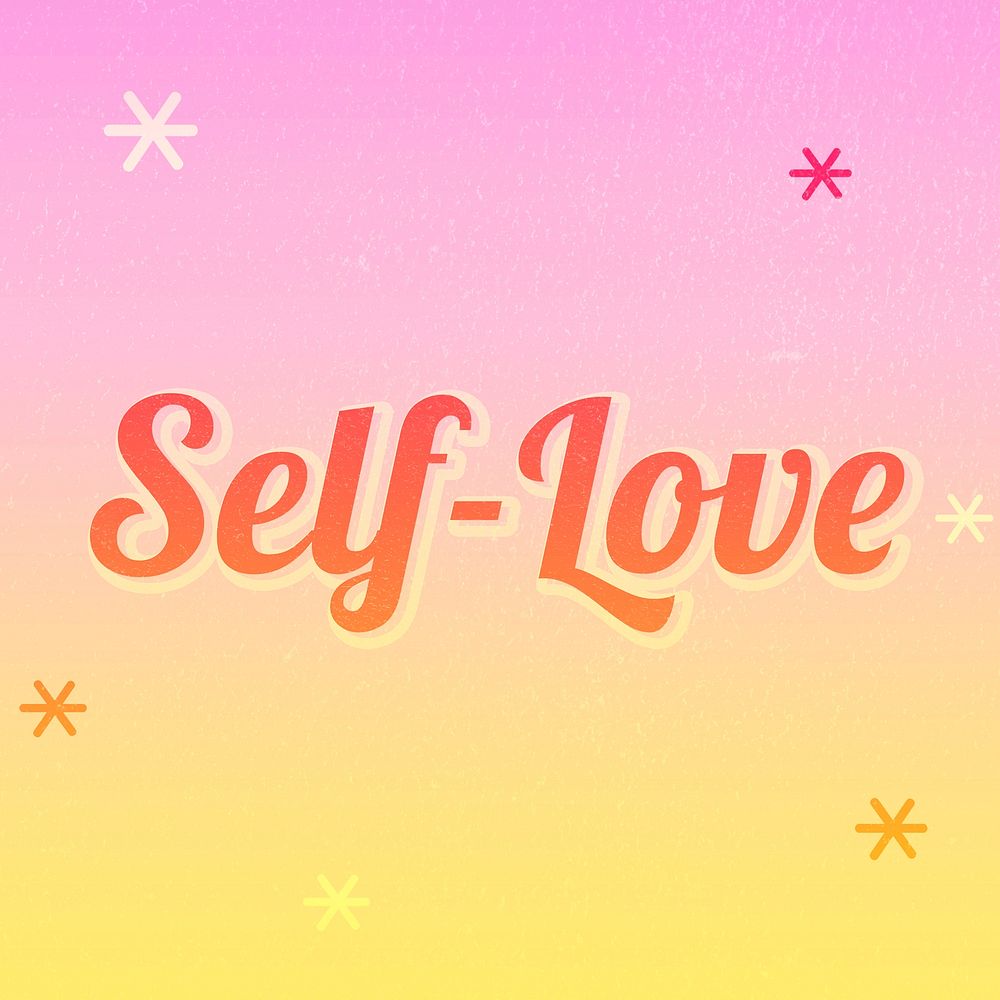 Self-love word vintage illustration 