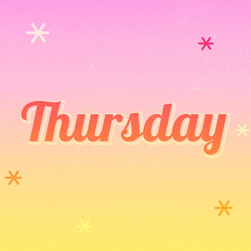Thursday word colorful star patterned typography