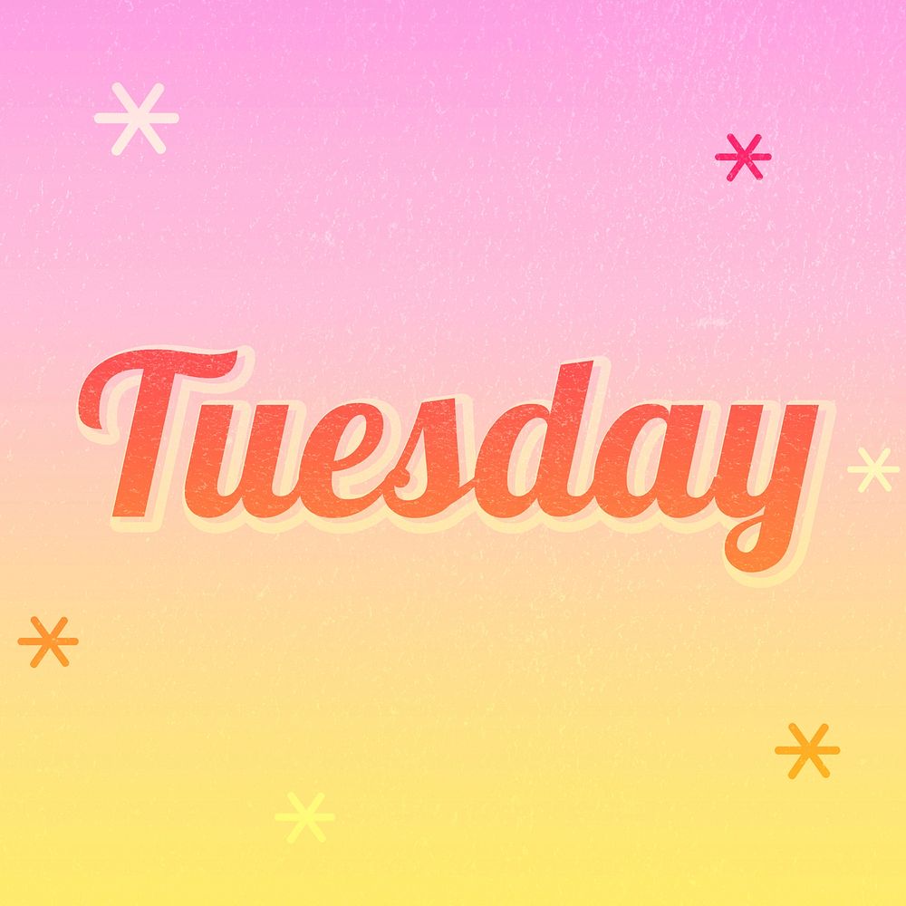 Tuesday text magical star feminine typography