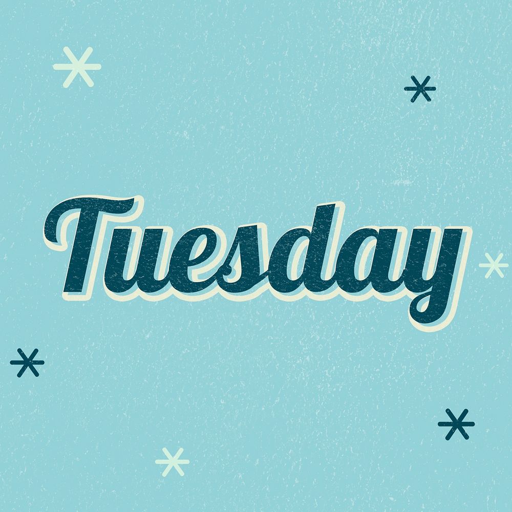 Tuesday typography retro blue star patterned 