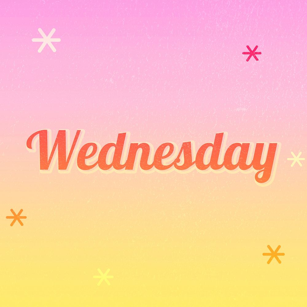 Wednesday word colorful star patterned typography