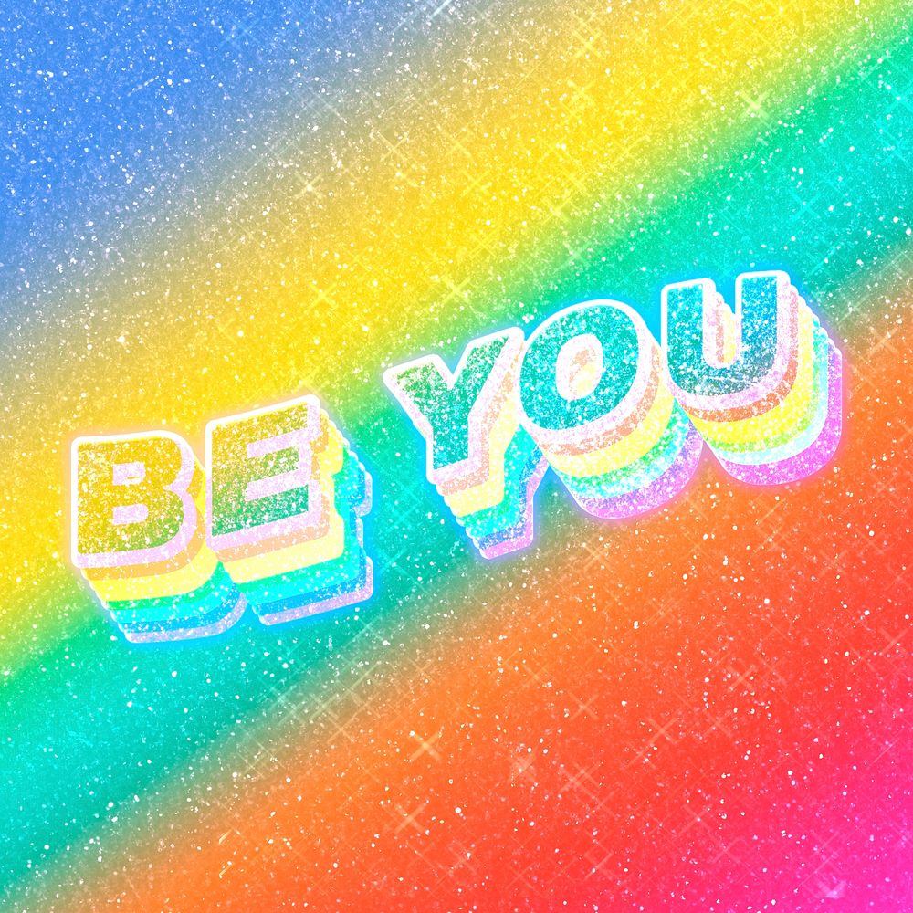 Be you text 3d vintage word art glitter texture