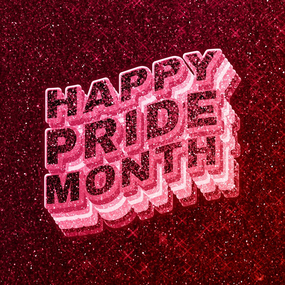 Happy pride month word 3d effect typeface glowing font