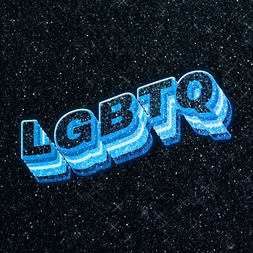 LGBTQ word 3d effect typeface sparkle glitter texture