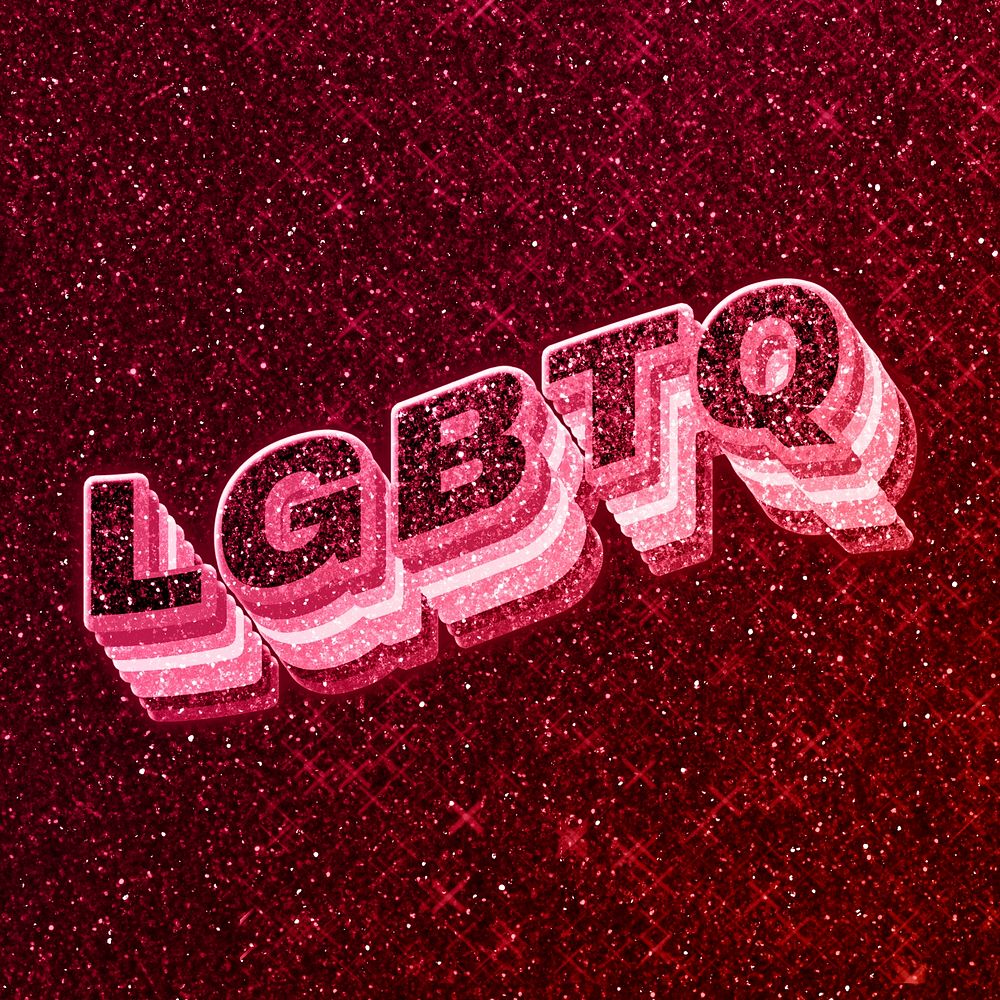 LGBTQ word 3d effect typeface glowing font