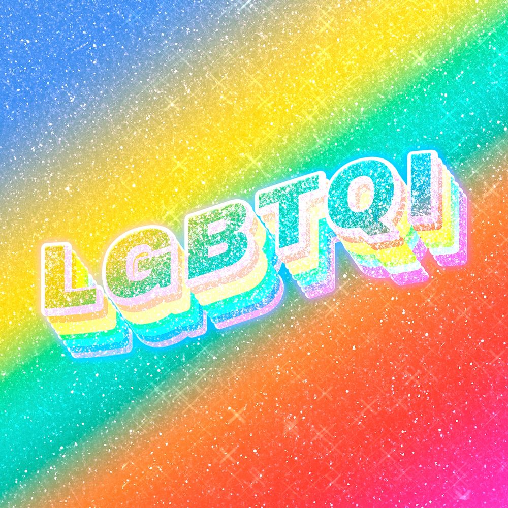 LGBTQI word 3d vintage typography rainbow gradient texture