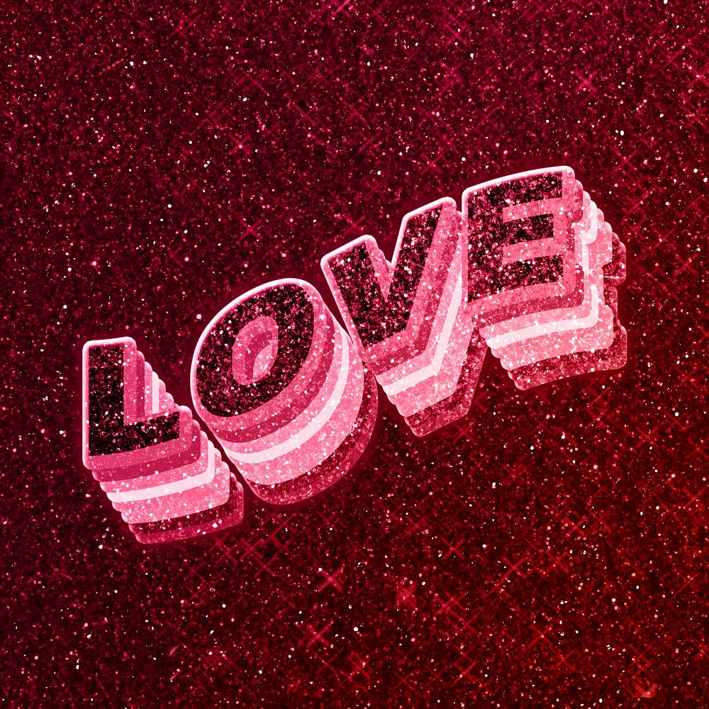 Love word 3d effect typeface glowing font