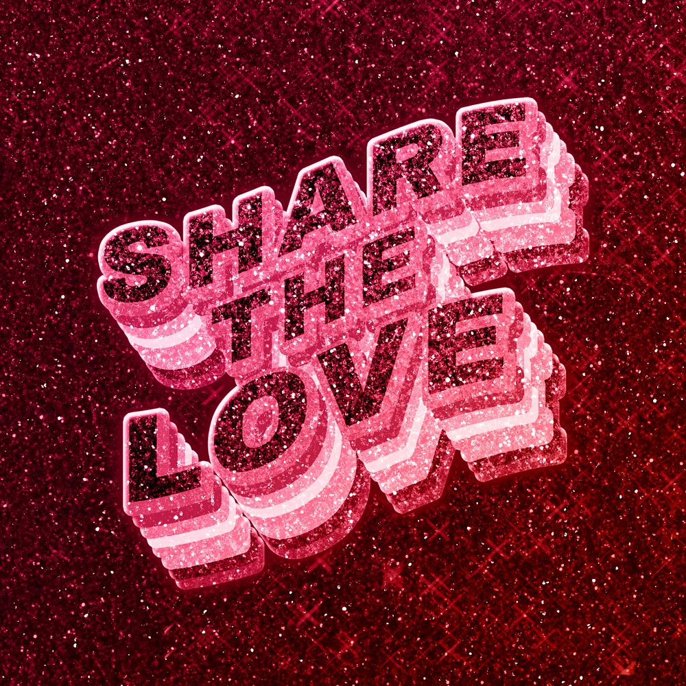 Share the love word 3d effect typeface glowing font