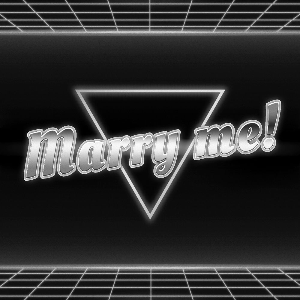80s marry me neon typography grid pattern