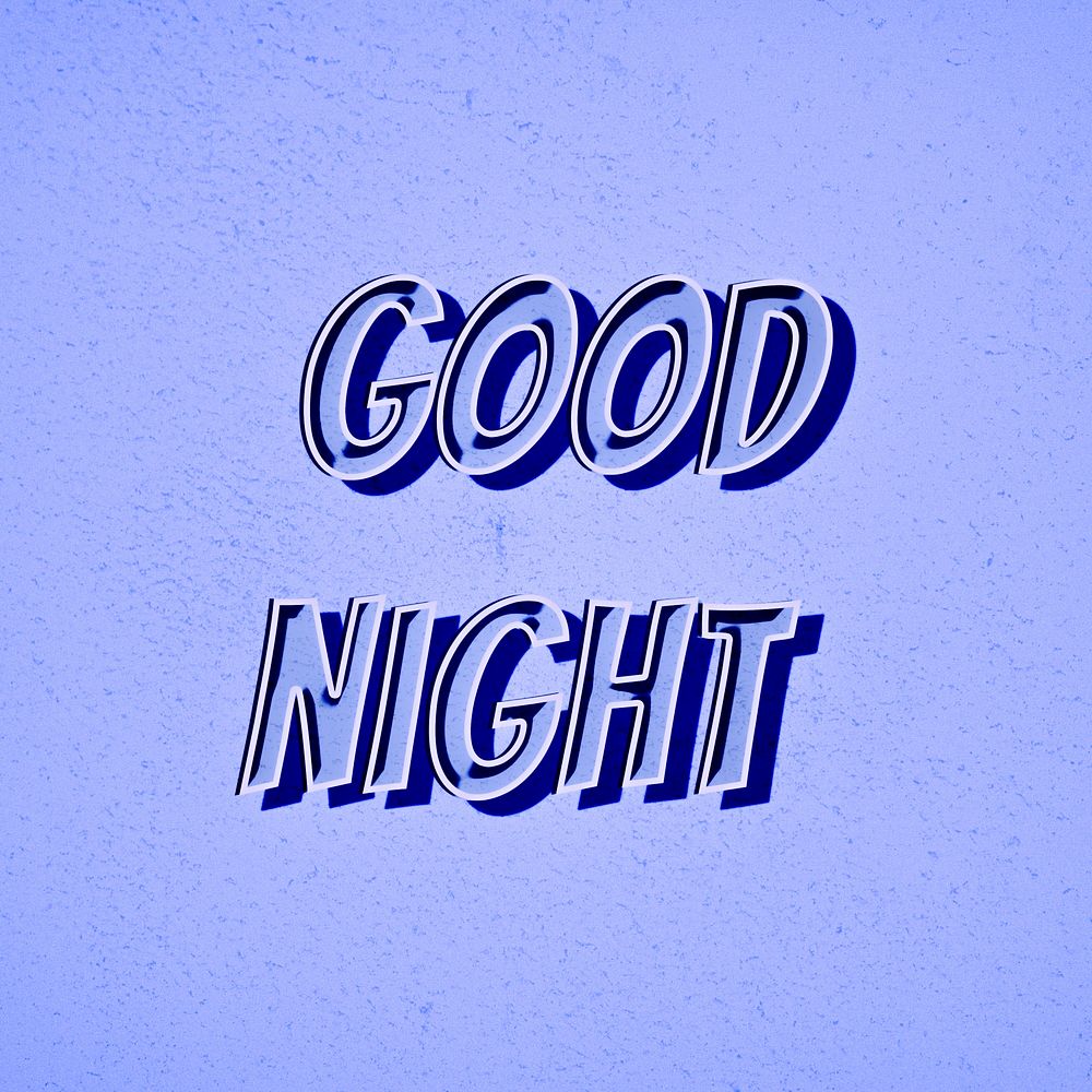 Good night message retro font style illustration