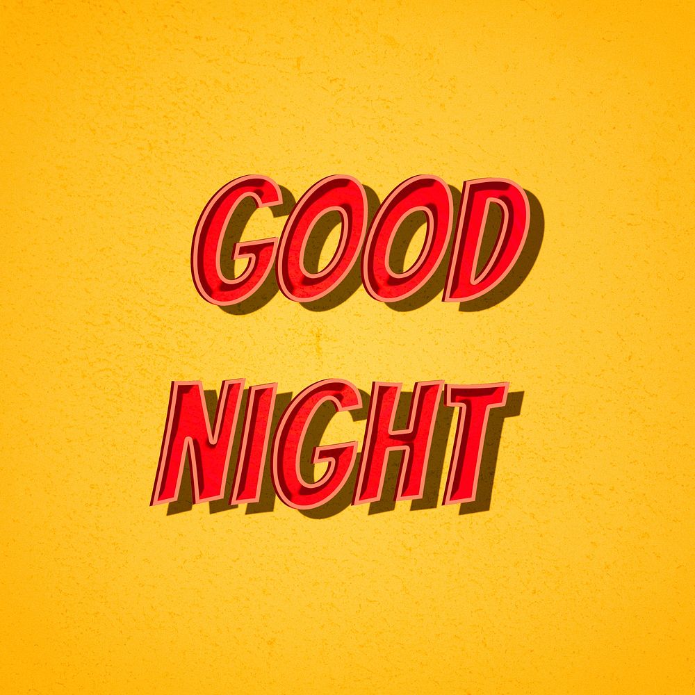 Good night comic retro typography illustration