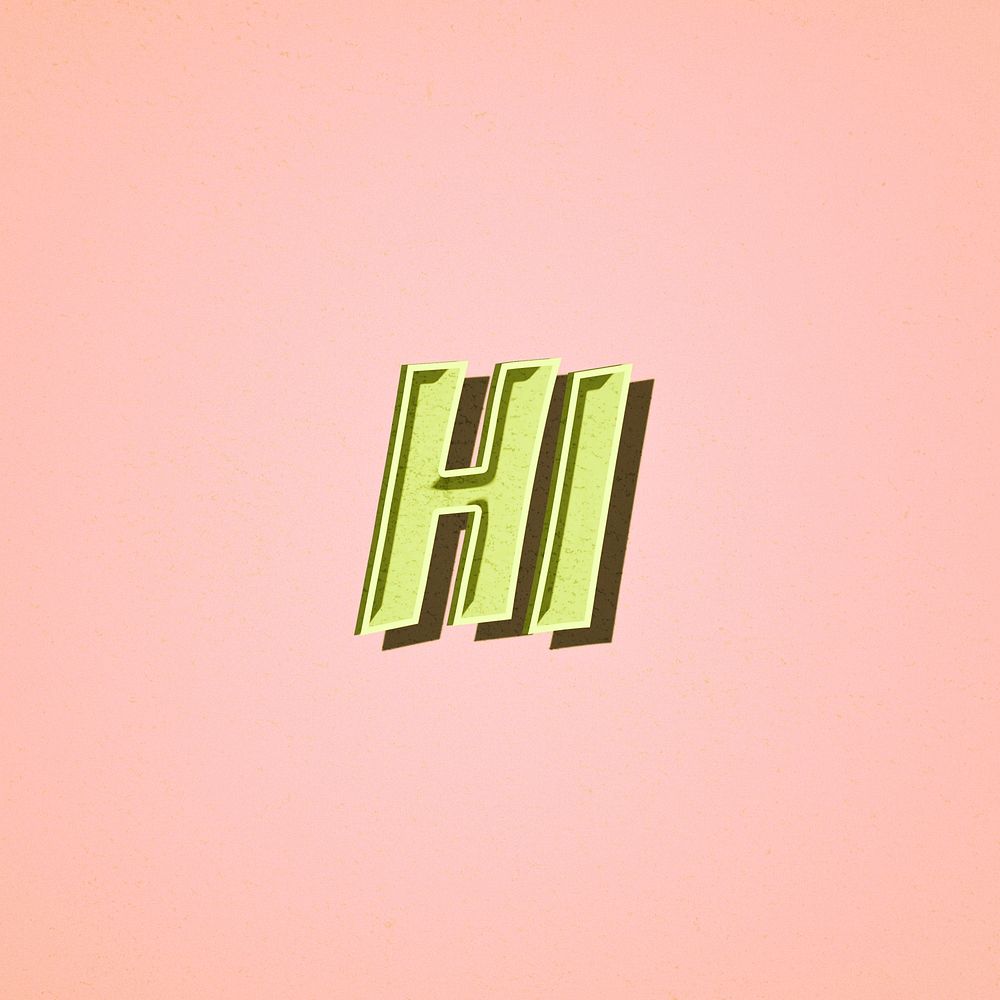 Hi word retro font style illustration