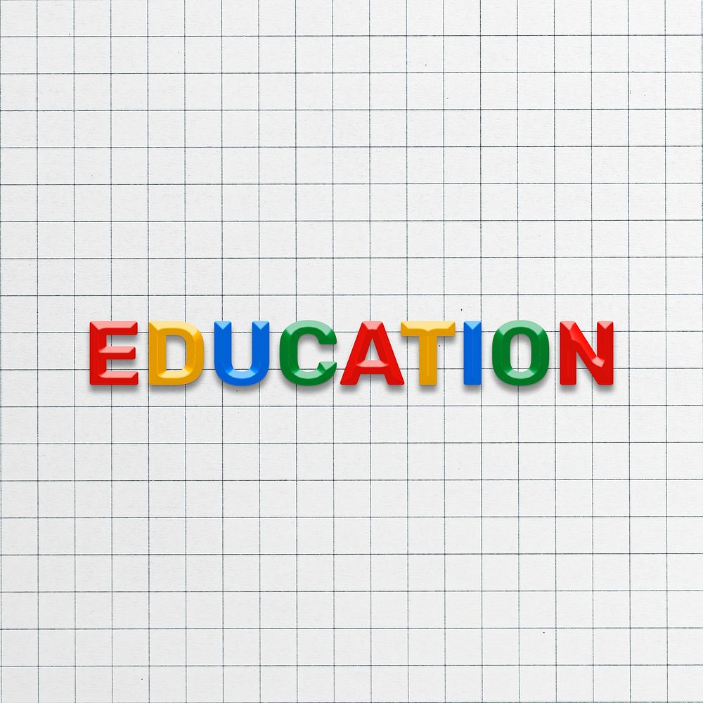 Education text bevel font typography 3d effect