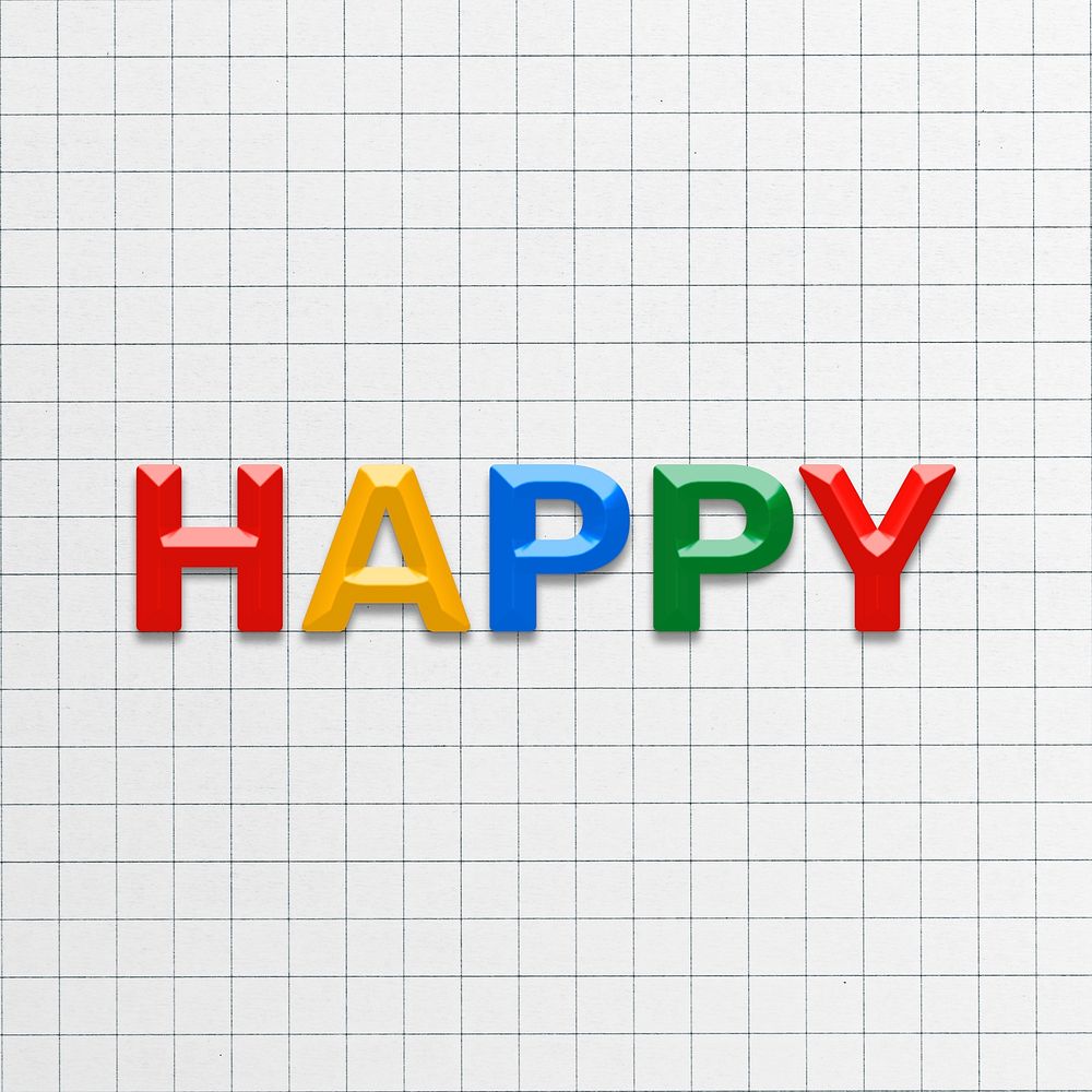 Colorful happy lettering bevel text effect typography