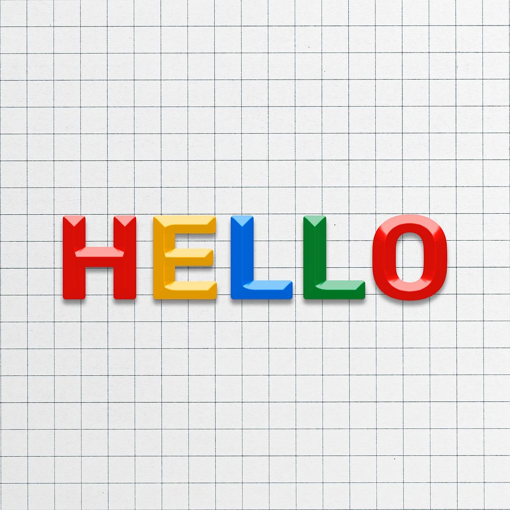 3d effect hello text lettering rainbow color typography