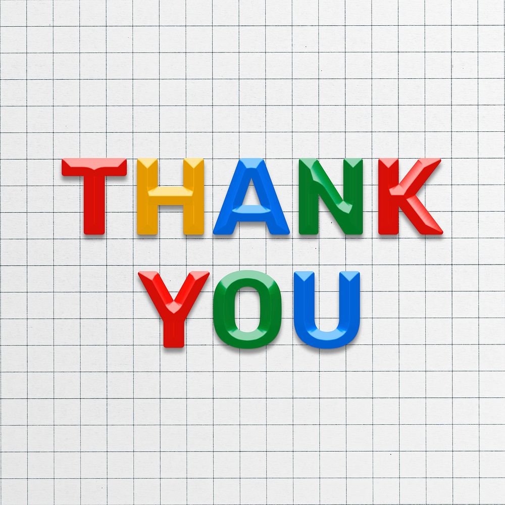 3d effect thank you lettering rainbow color typography