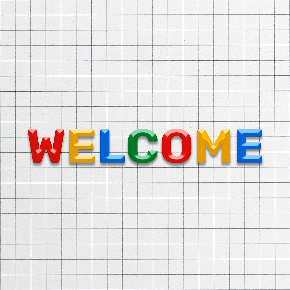 3d effect welcome text lettering rainbow color typography