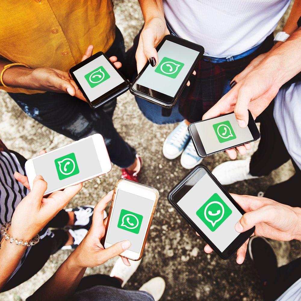 Group of people using WhatsApp applications. BANGKOK, THAILAND, 1 NOV 2018.