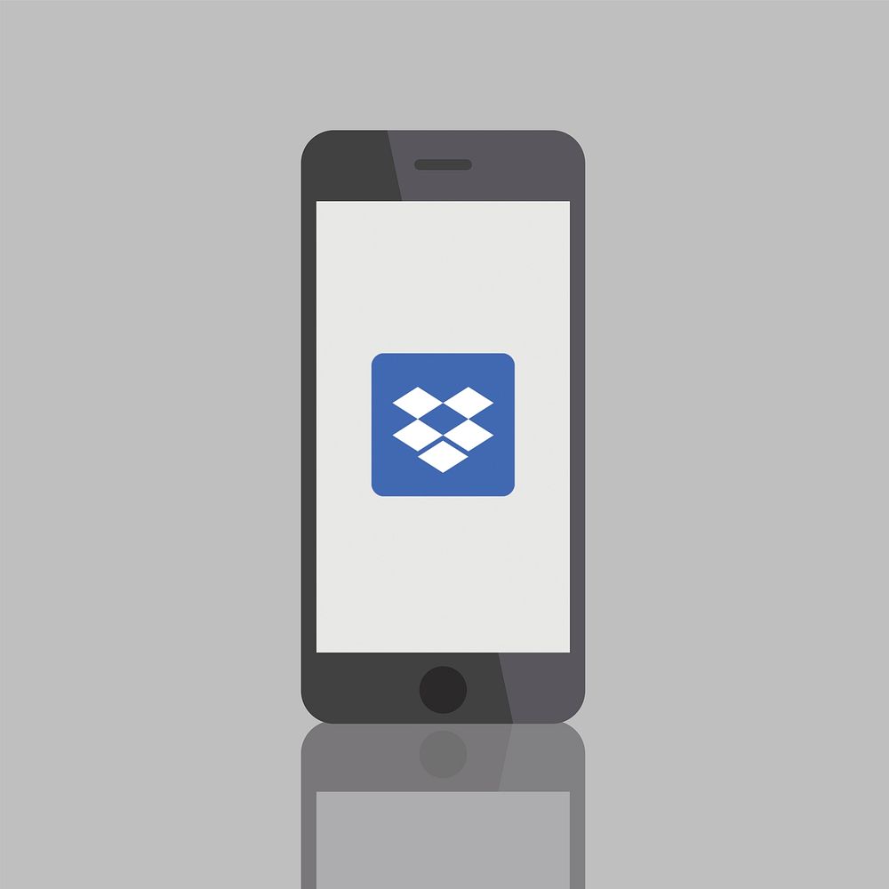 Dropbox logo showing on a mobile phone