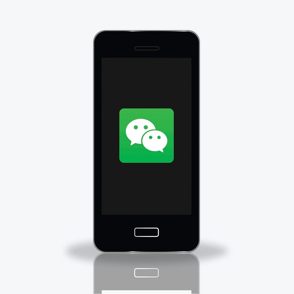 WeChat logo showing on a phone. BANGKOK, THAILAND, 1 NOV 2018.