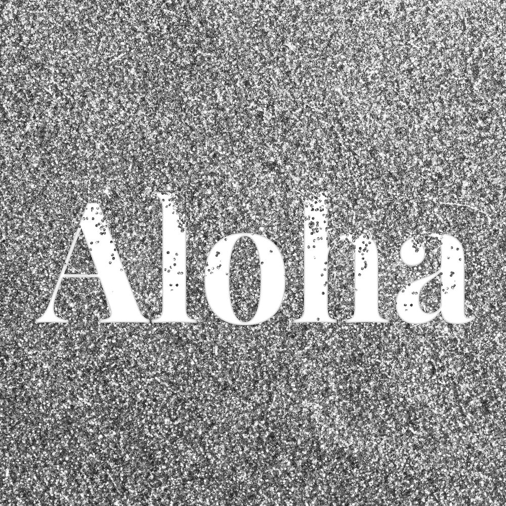 Aloha sparkle text gray glitter font lettering