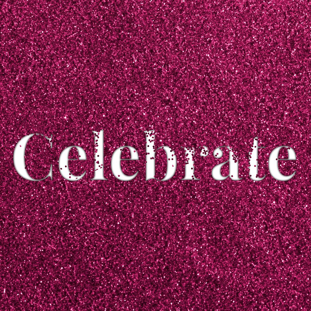 Glitter sparkle celebrate lettering typography ruby