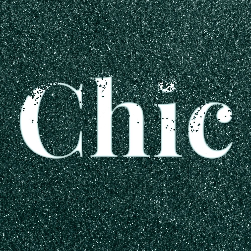 Glitter sparkle chic lettering typography dark green