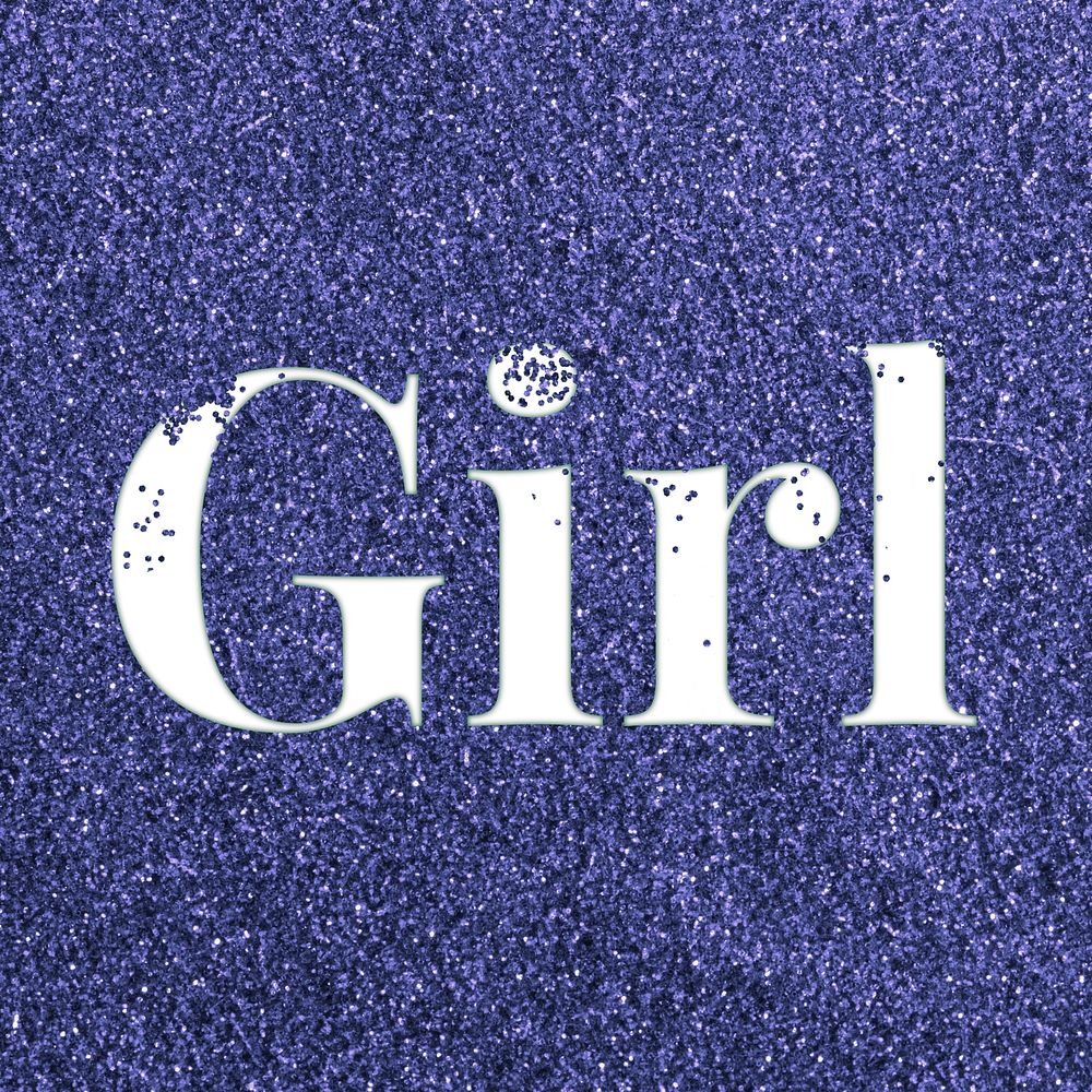 Glitter sparkle girl lettering typography dark blue