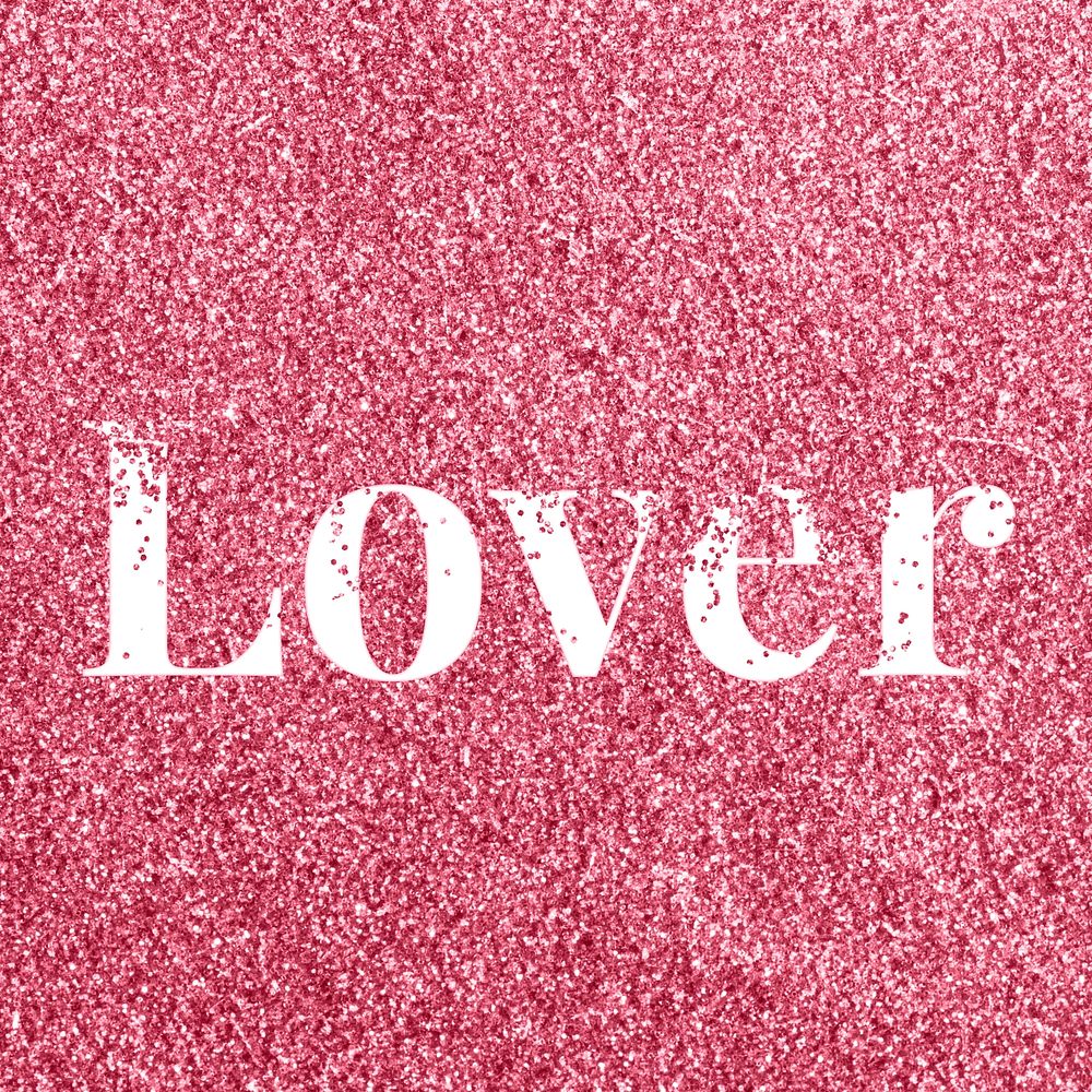 Glitter text lover rose sparkle font lettering