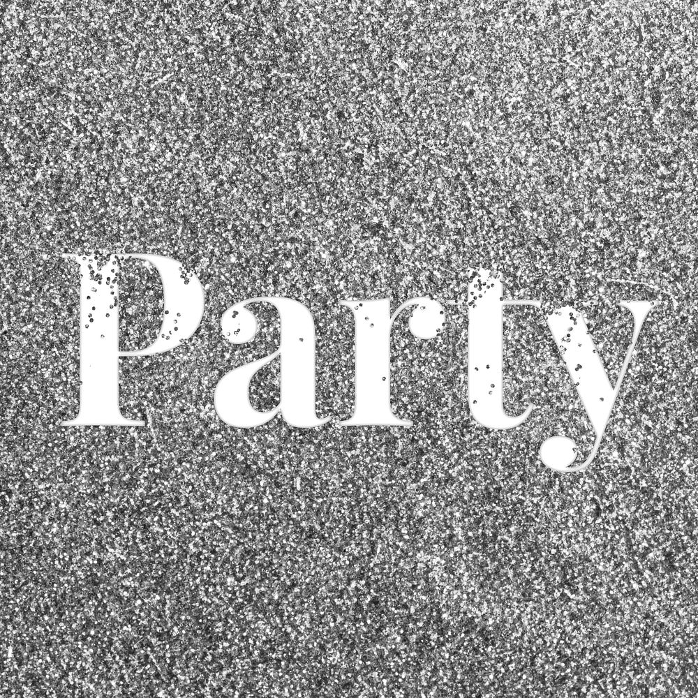 Glitter sparkle party text typography gray