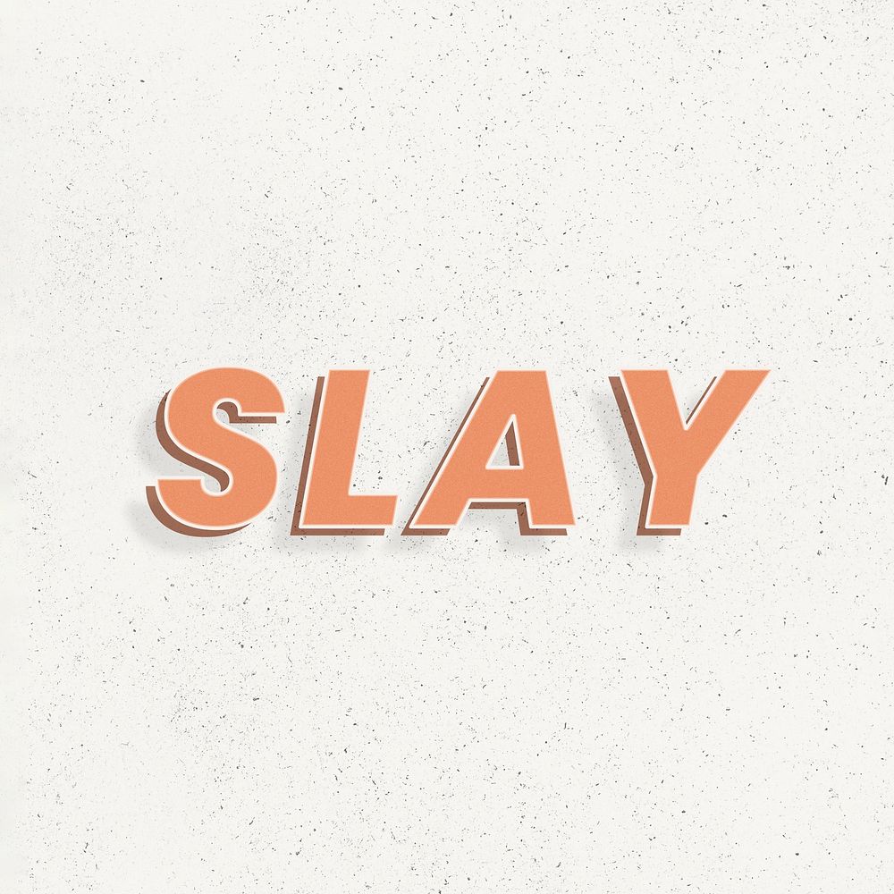 Retro slay word bold text typography 3d effect