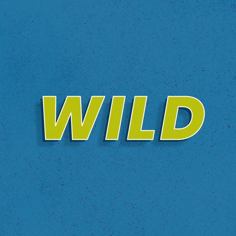 3d effect wild word retro typography lettering