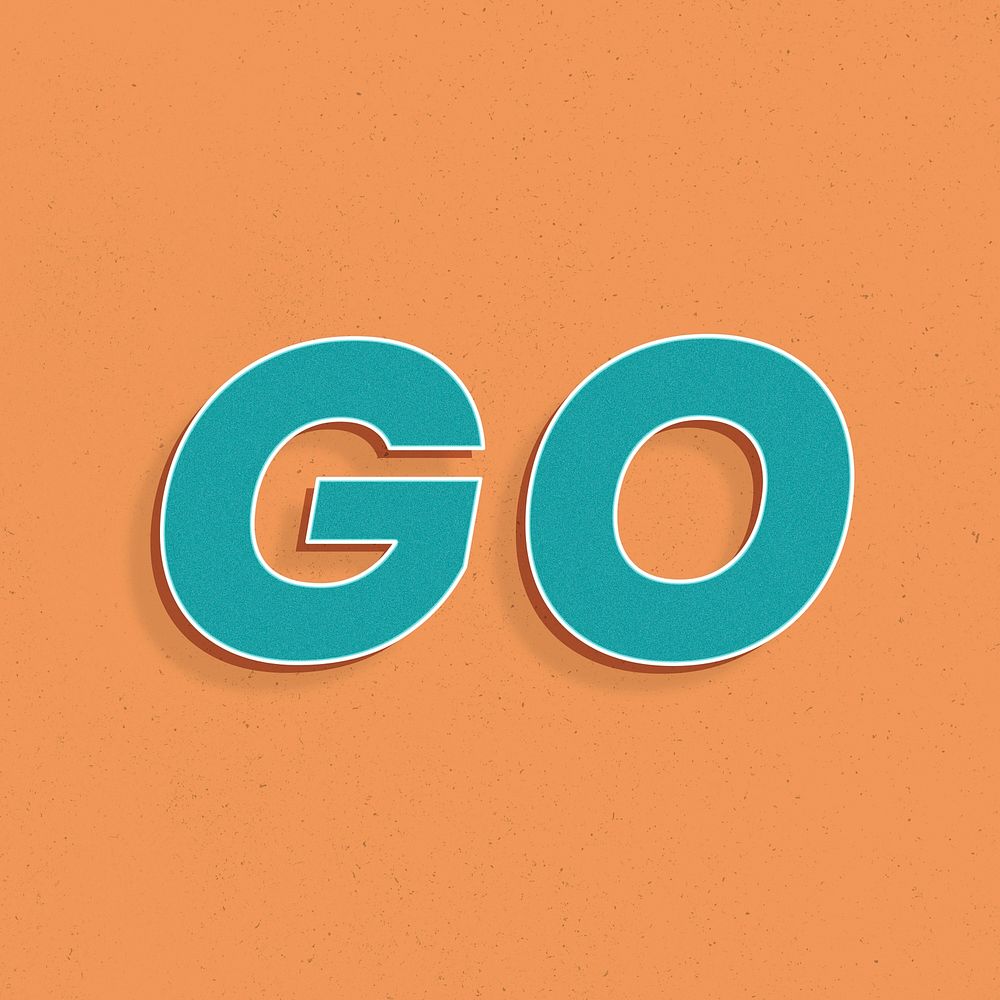 3d effect go word retro typography lettering
