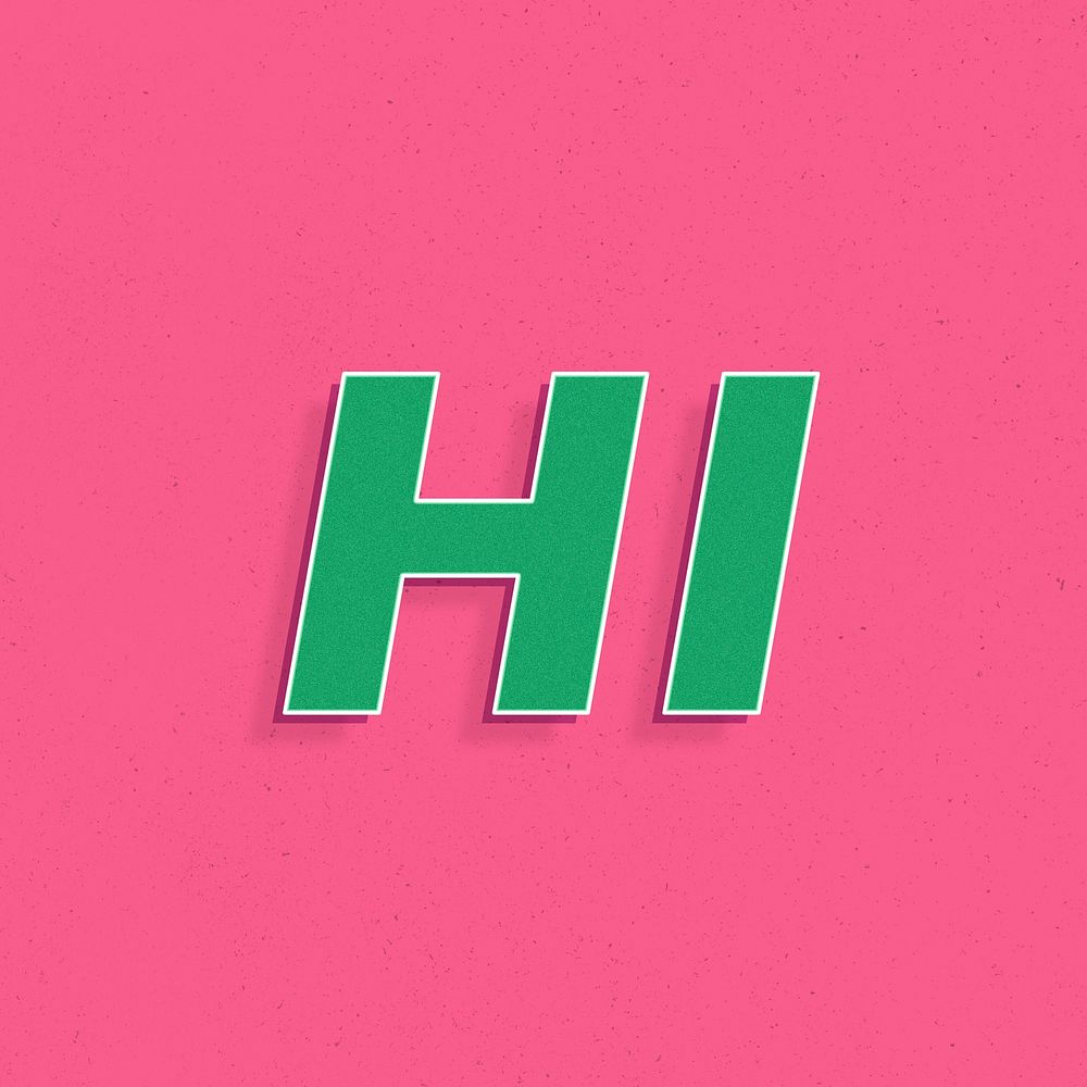 Hi word 3d italic font retro lettering