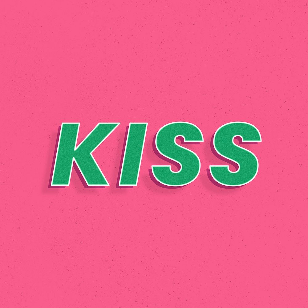 Kiss word 3d italic font retro lettering