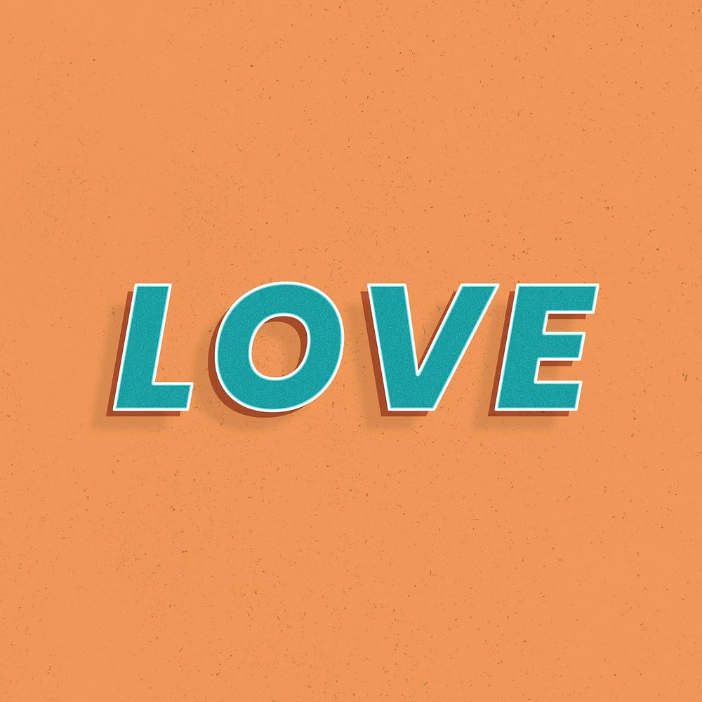 Love lettering retro 3d effect typography