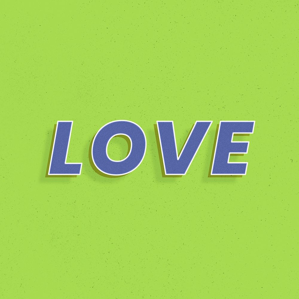 Love word retro 3d effect typography lettering