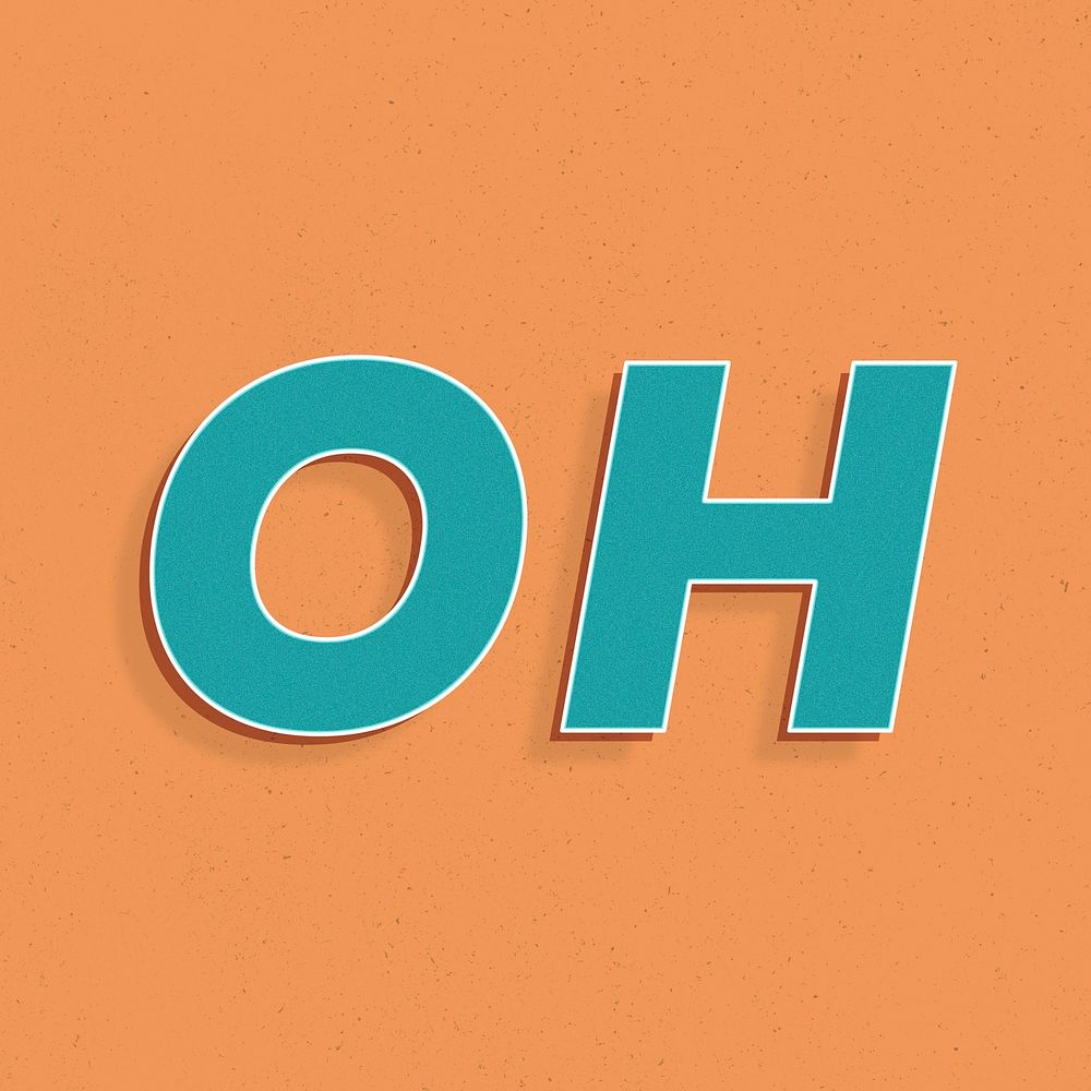 Word oh retro lettering shadow typography