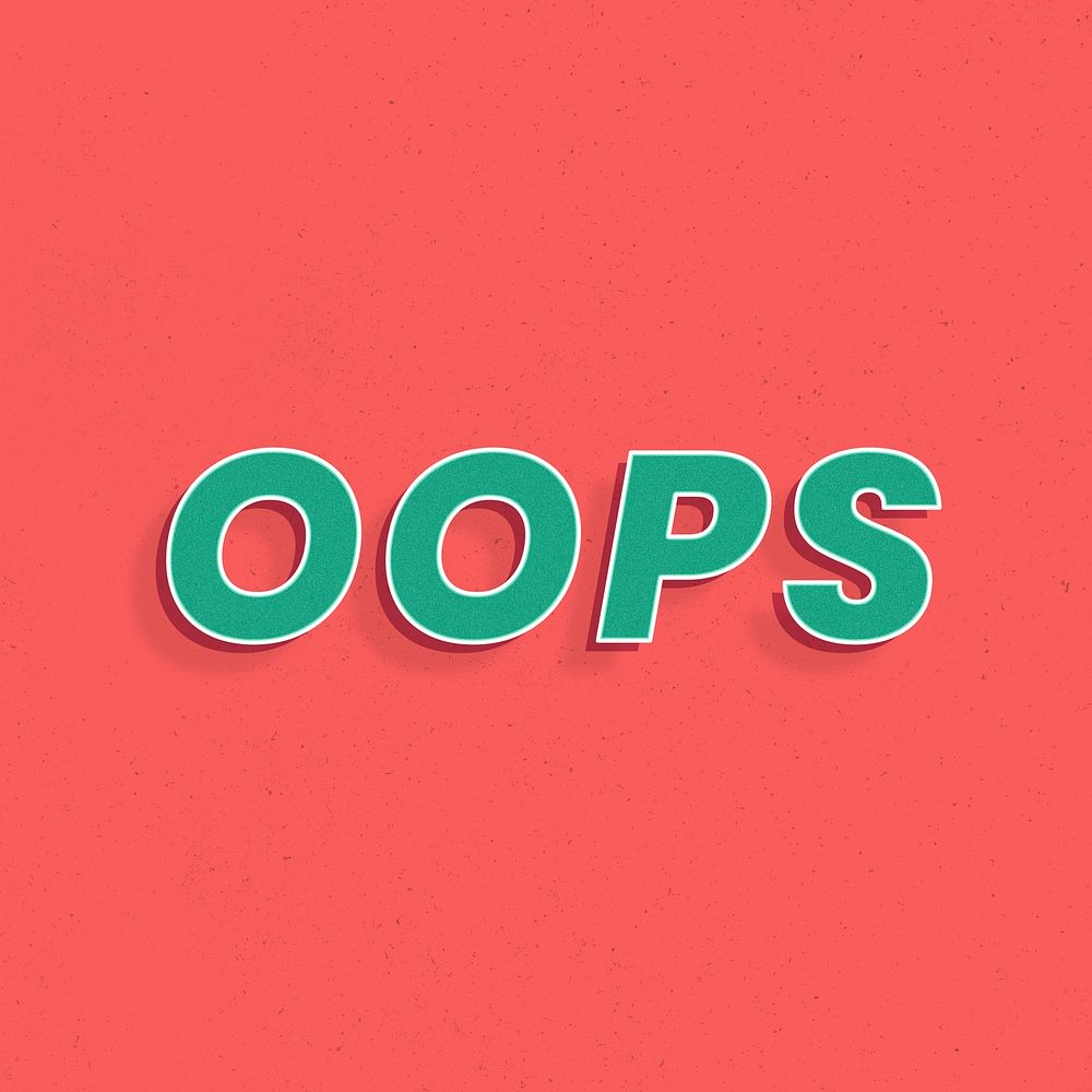 Oops word retro 3d effect typography lettering