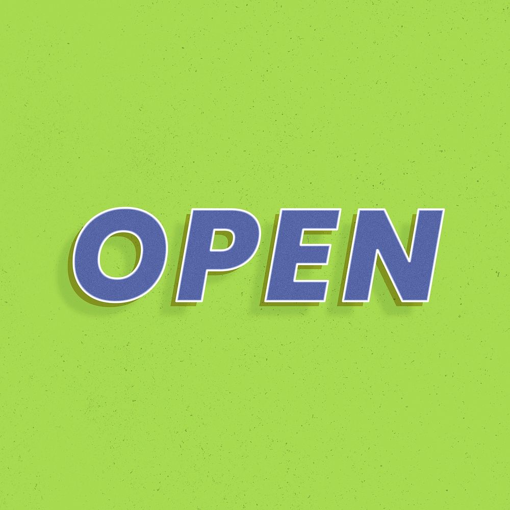 Open text retro 3d effect typography lettering