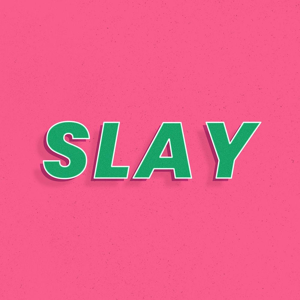 Slay word 3d italic font retro lettering