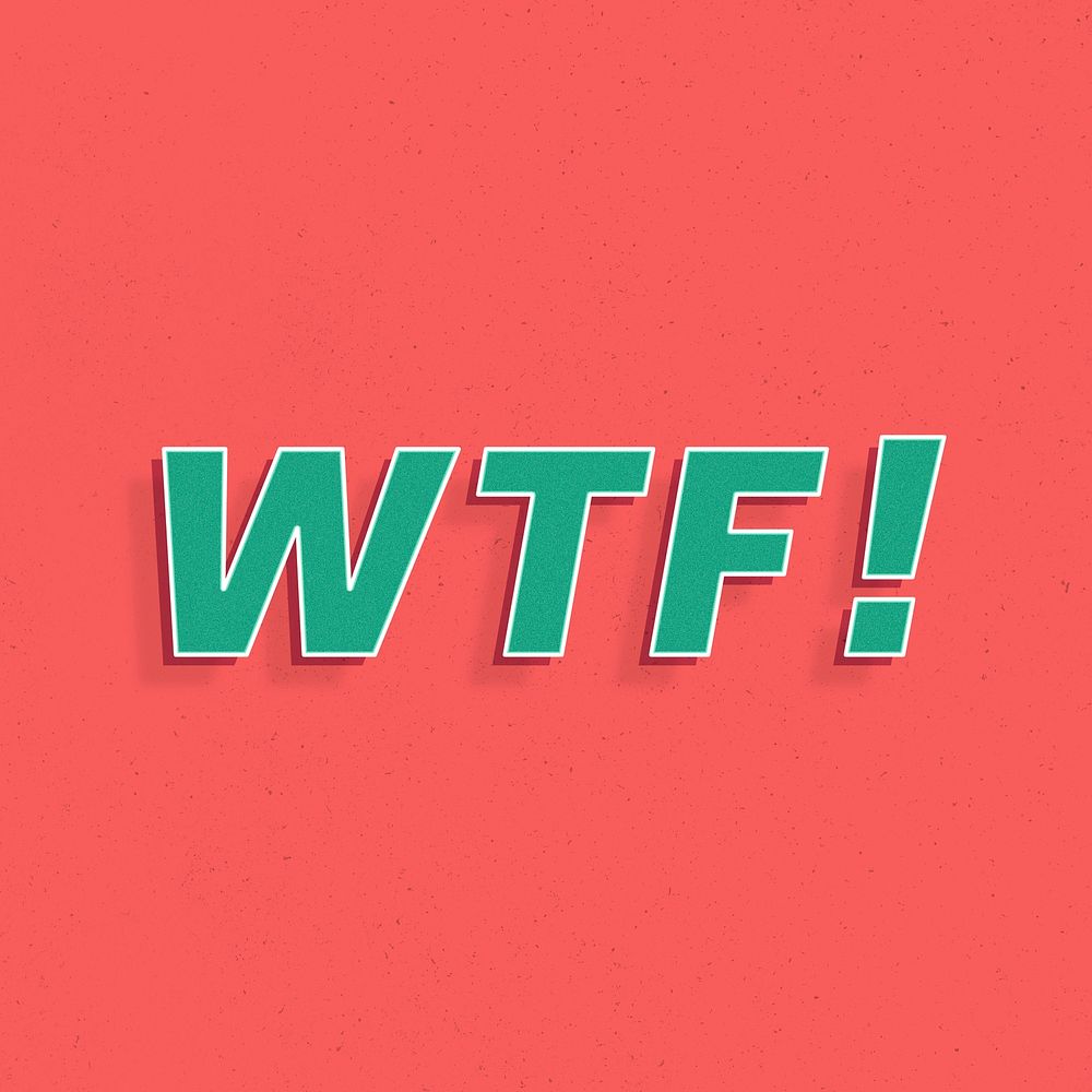 WTF! word retro 3d effect typography lettering