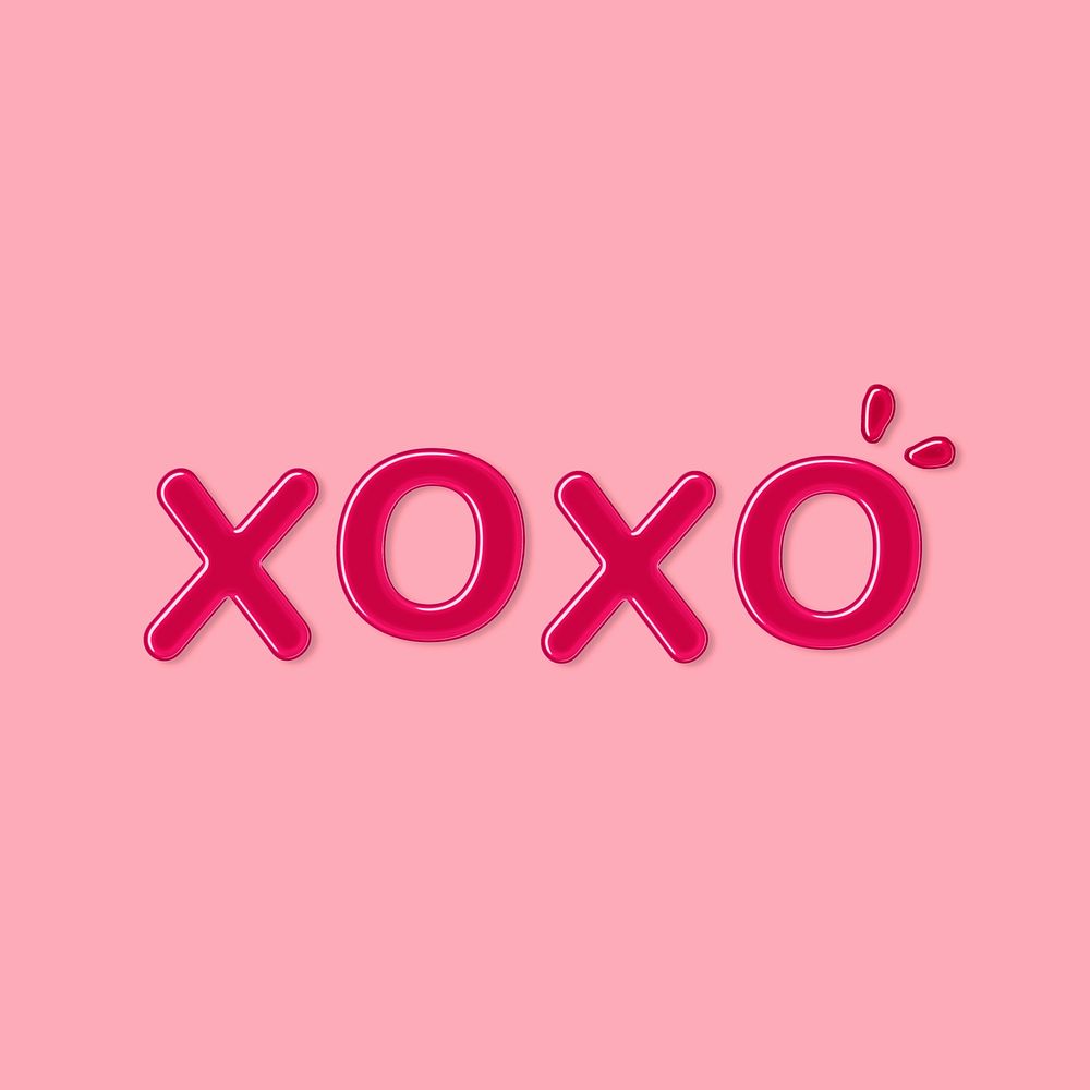 Jelly embossed xoxo word typography