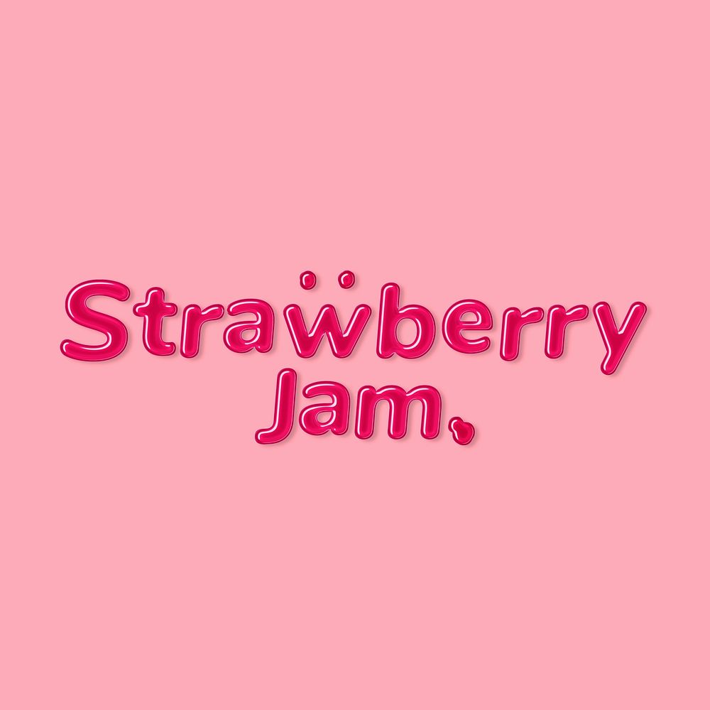 Jelly embossed strawberry jam word typography