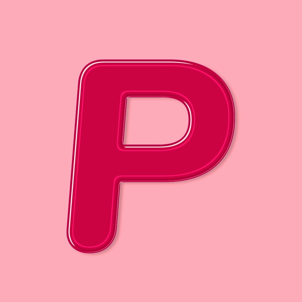 Bold jelly embossed letter P psd typography