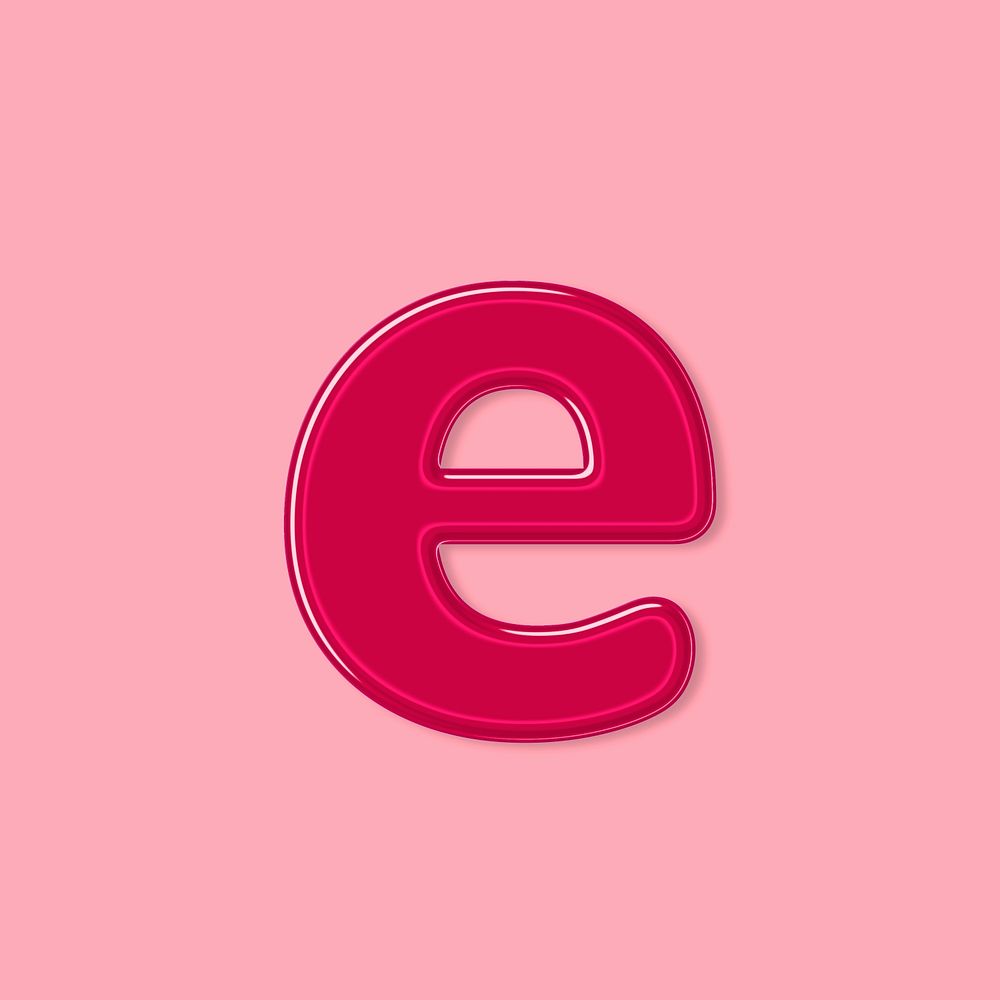 Jelly letter e glossy psd typography