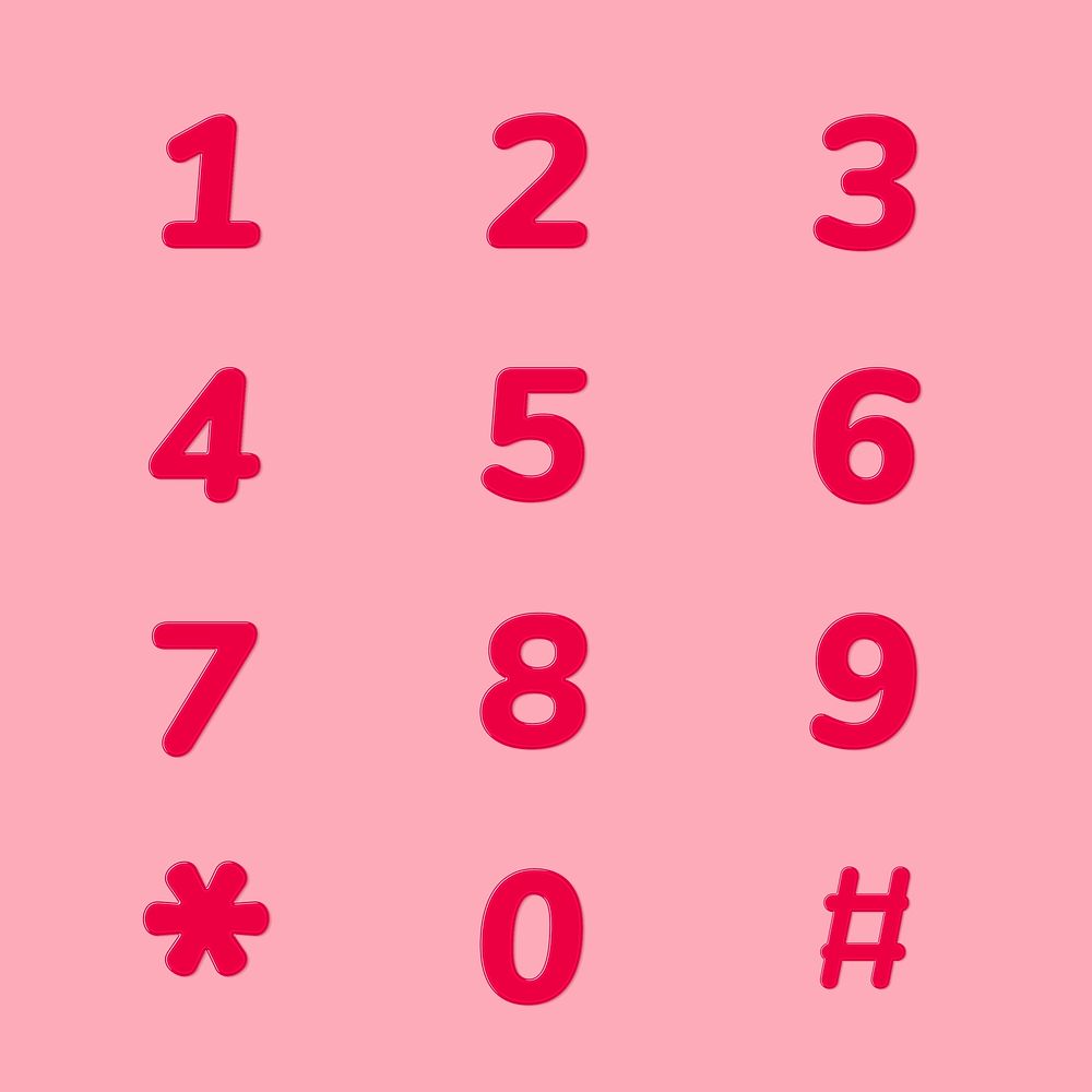 Psd jelly bold embossed number sign set