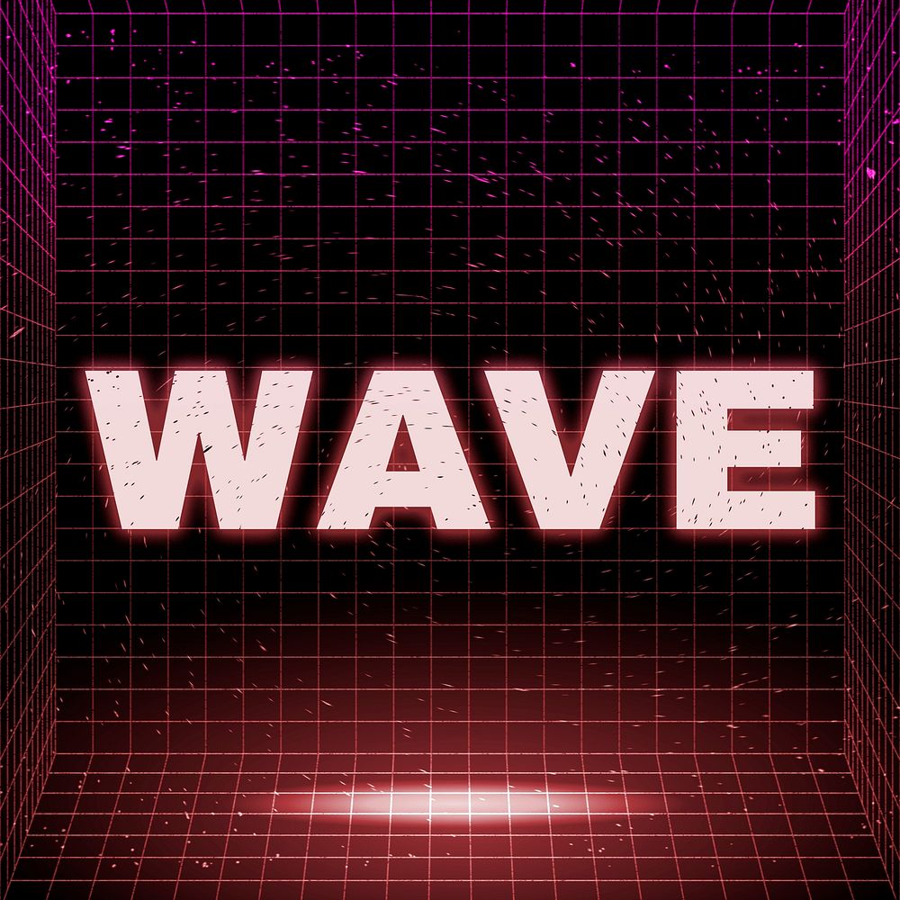 Futuristic neon wave grid bold font