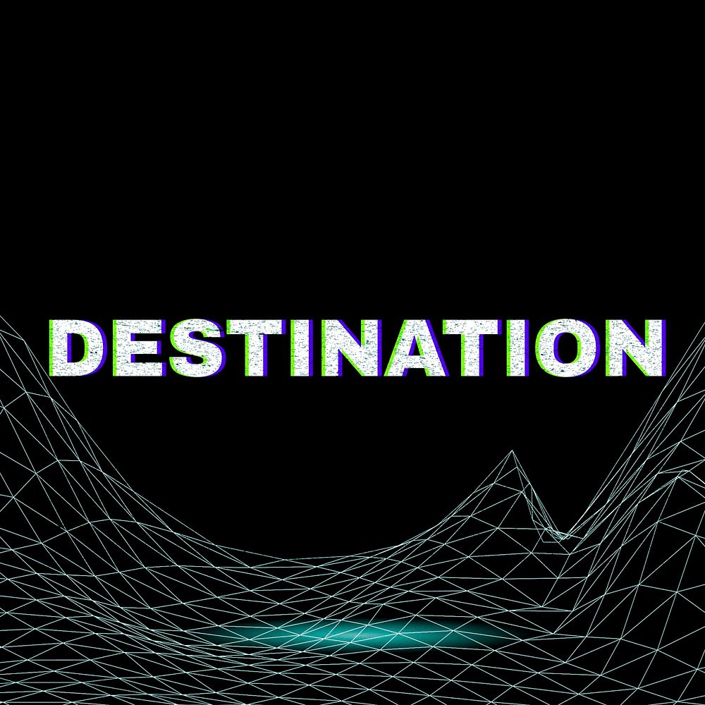 Neon vortex text destination in bold font typography